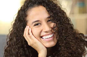 Woman smiling bright