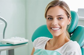 Headshot of dental patient in treatment chair