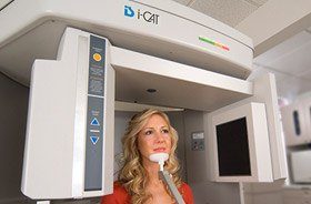 Woman receiving iCAT cone beam scan