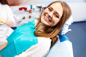 Woman in dental chair