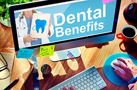 Using desktop computer to learn about dental benefits