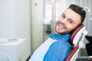 Relaxed male patient visiting sedation dentist in Torrington