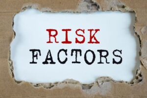 &ldquo;Risk factors&rdquo; written in red and black lettering 